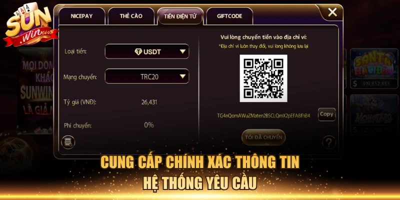 Cung cấp chính xác thông tin hệ thống yêu cầu