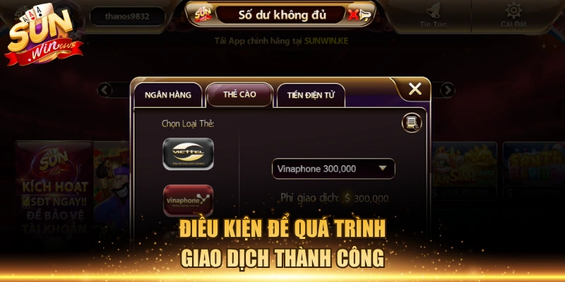 Điều kiện để quá trình giao dịch thành công